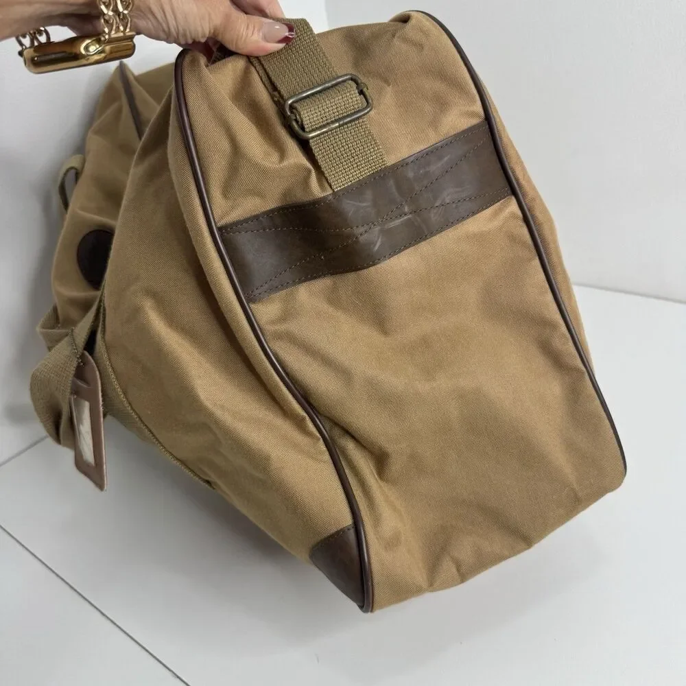 Vtg Polo Ralph Lauren Tan Canvas Weekender Shoulder Strap Double Handles Bag